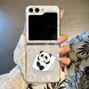 Cute Panda Pattern Phone Case For Samsung Galaxy Z Flip 3 4 5 6 5G Clear Hard PC Folding Cover For Samsung Z Flip4 Flip5 Flip6