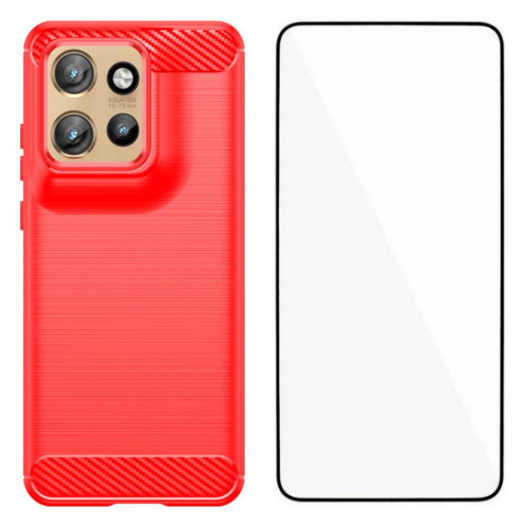 For Motorola Edge 50 Neo 5G Case with Screen Film WANLONFENG LS Series Big Lens Hole Brushed Texture TPU Phone Cover