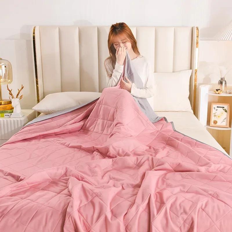Breathable Smooth Air Condition Comforter Ice Cooling Blankets Lightweight Summer Quilt with Double Side Cold Cooling Fabric