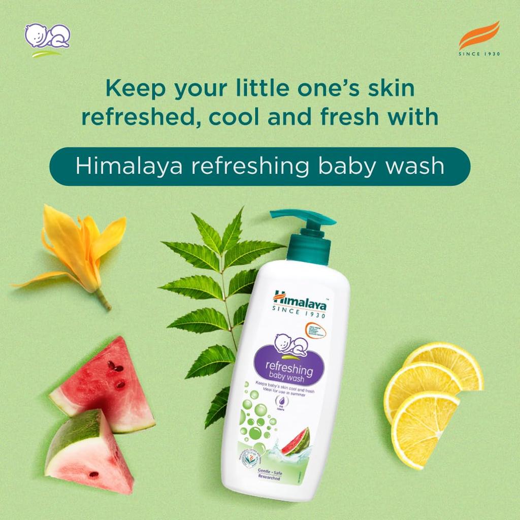 Himalaya Refreshing Baby Wash 400ml Pack For Gentle Cooling Summer Bath With Watermelon Neem Lemon