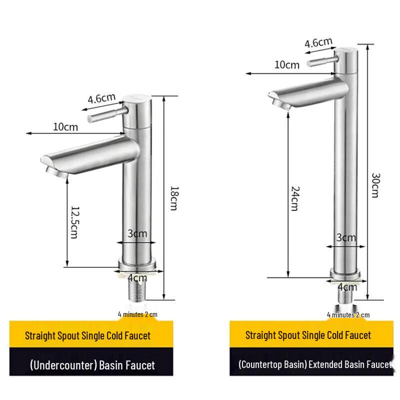BEARLU LW020 304 Stainless Steel Single Cold Basin Faucet