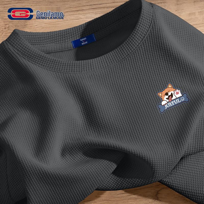 GENIOLAMODE Men s Waffle Knit Long Sleeve T-shirt XL