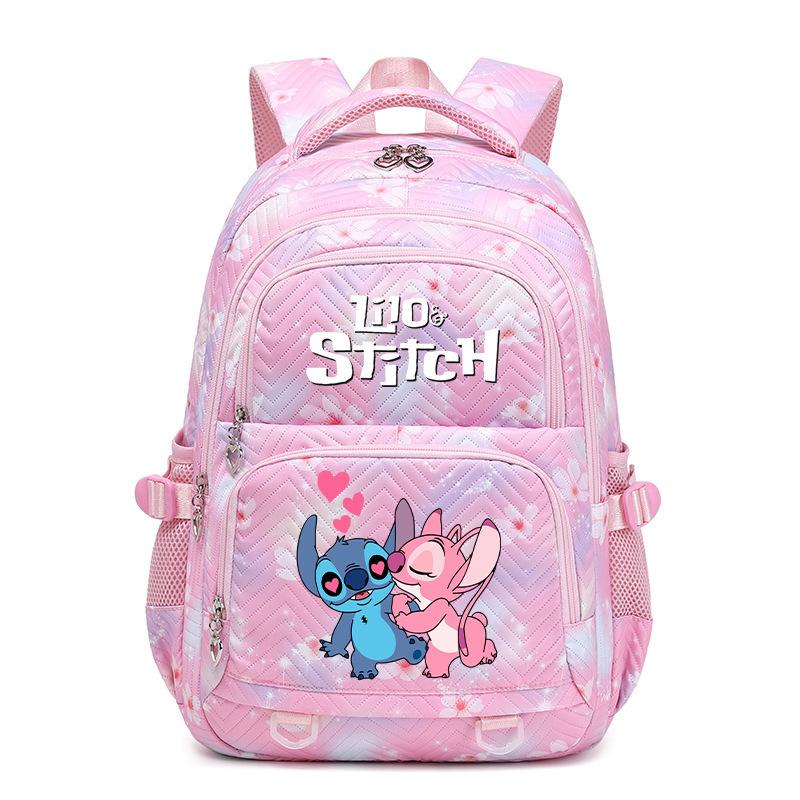Teen Girl Student Schoolbag with Stitch Pattern Printed Backpack, Children's Large-capacity Schoolbag, Cute Cartoon