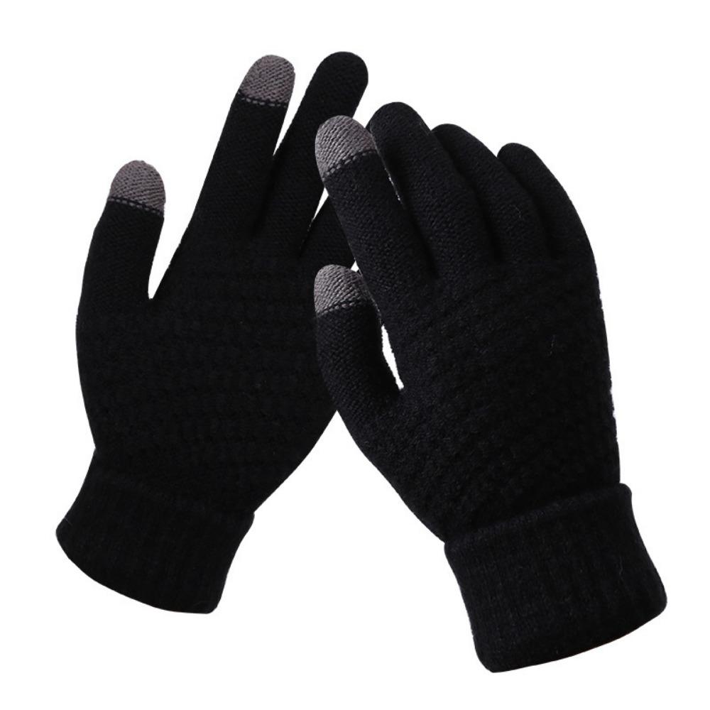 Touch Screen Gloves Men's Winter Riding Driving Thickened Plush Wool Cold-proof Female Students Autumn and Winter Warm Gloves