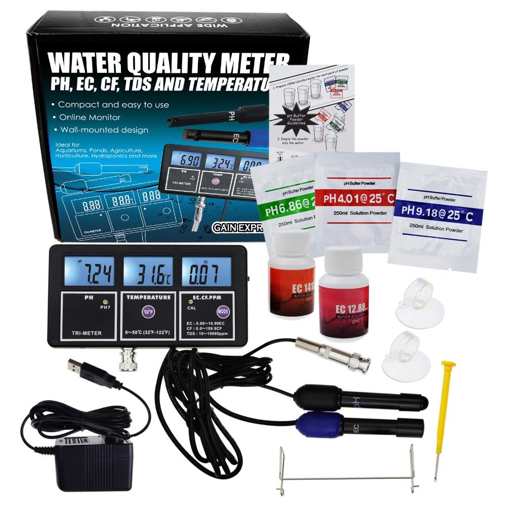 5 In 1 Water Quality Multi-parameter PH EC CF TDS(ppm) Temp Tester Meter Aquariums Hydroponics Pool Tank Pond Drinking