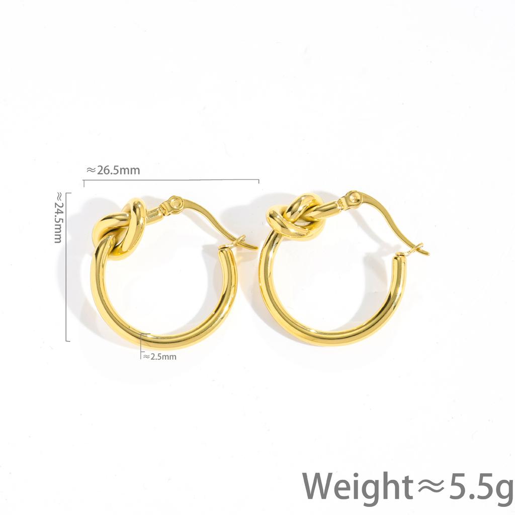 Starting from One Piece, Knot Circle Earrings for Women Zhang Zifeng Niche 18k Gold Stainless Steel Earrings for Women Niche
