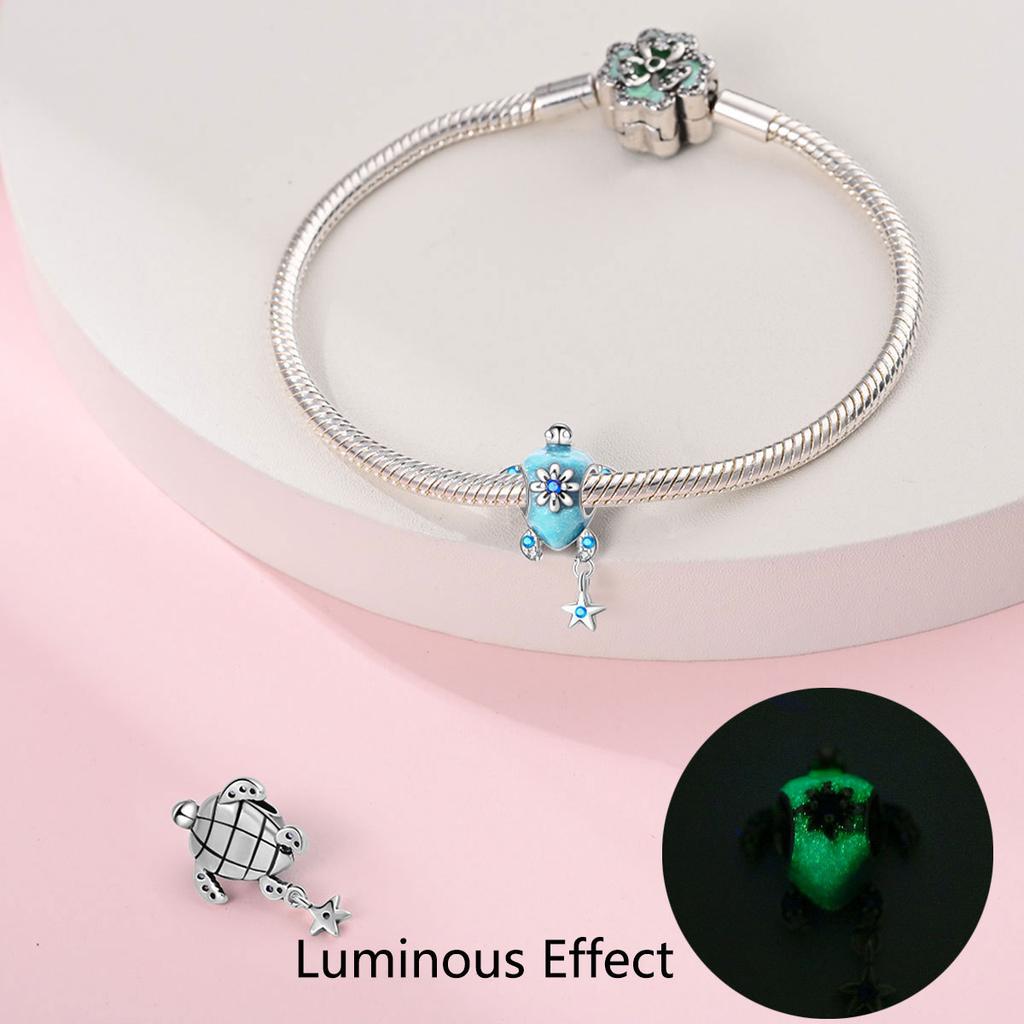 S925 Silver Glow In The Dark Butterfly Deer And Firefly Pendant Beaded Bracelet Necklace DIY Jewelry Making Kit