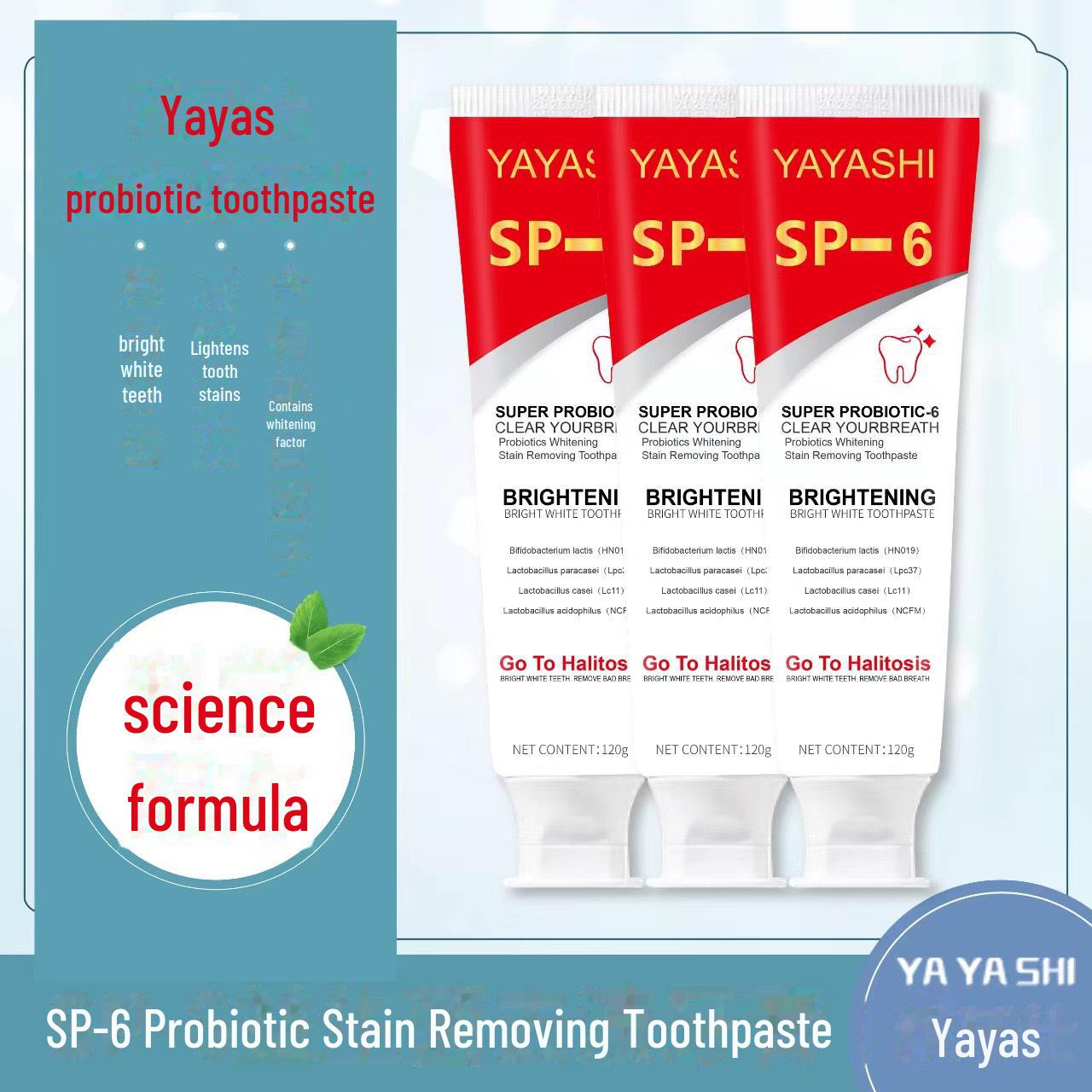 

YAYASHI-SP6 Whitening Probiotic Toothpaste: Anti-Bad Breath Formula, Full English Version SP-6 English version червоний