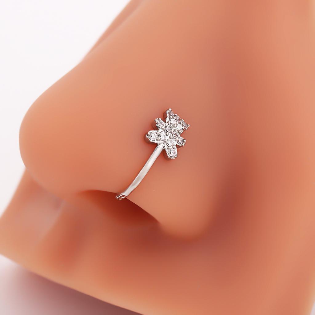 Delicate Cartoon Cute Bear Nose Clip Cute Simple Bear Shape No Piercing Nose Ring Versatile Zircon Nose Stud