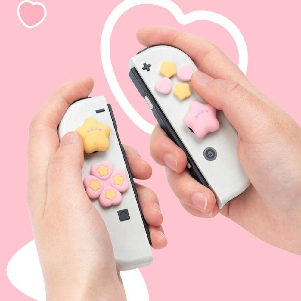 Soft Button Caps Silicone Thumb Stick Grip Cute ABXY Key Sticker For Switch Oled NS