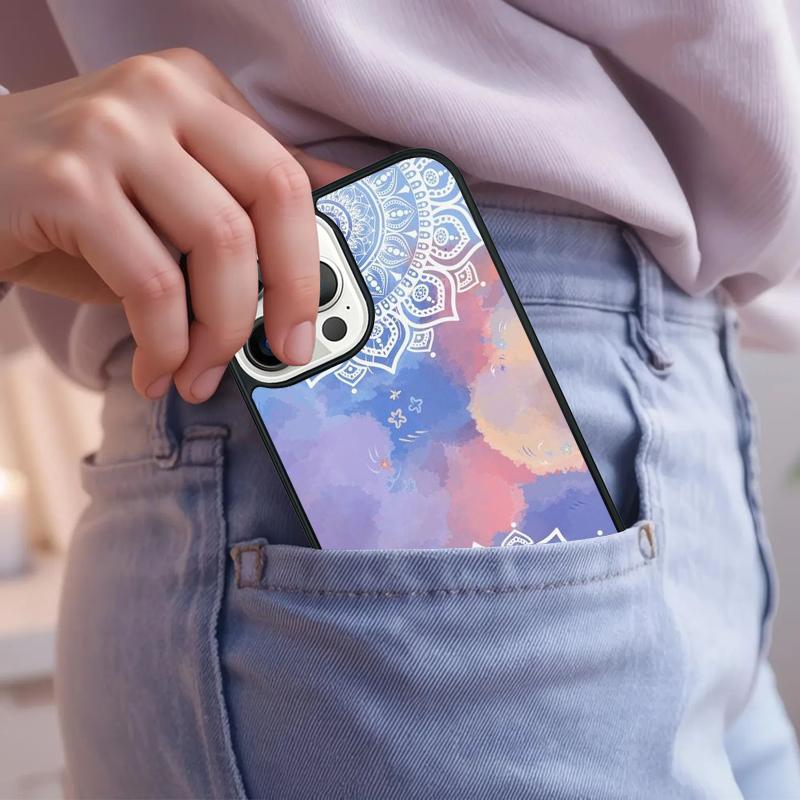 Mandala Wood Floral Phone Case For iPhone 17 Air 15 16e 14 13 Pro Max Coque 12 11 Pro Max PLUS cover