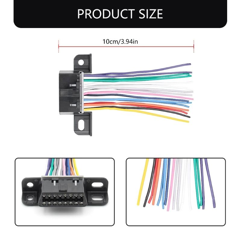 Sestavte otevřený OBD kabel J1962F 18AWG konektory do auta 16pinový OBD2 kabel prodlužovací konektor samice plochý kabel