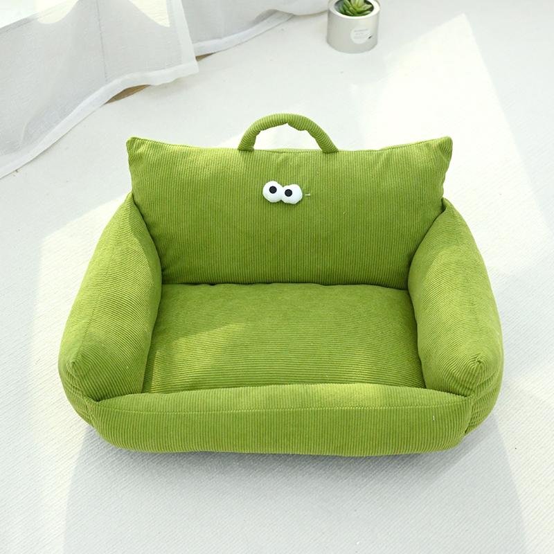 Cartoon Style Pet Bed Couch for Dogs And Cats Autumn Winter New Model Big Eyes Series Daily Use Pillow Artificial Short Fur