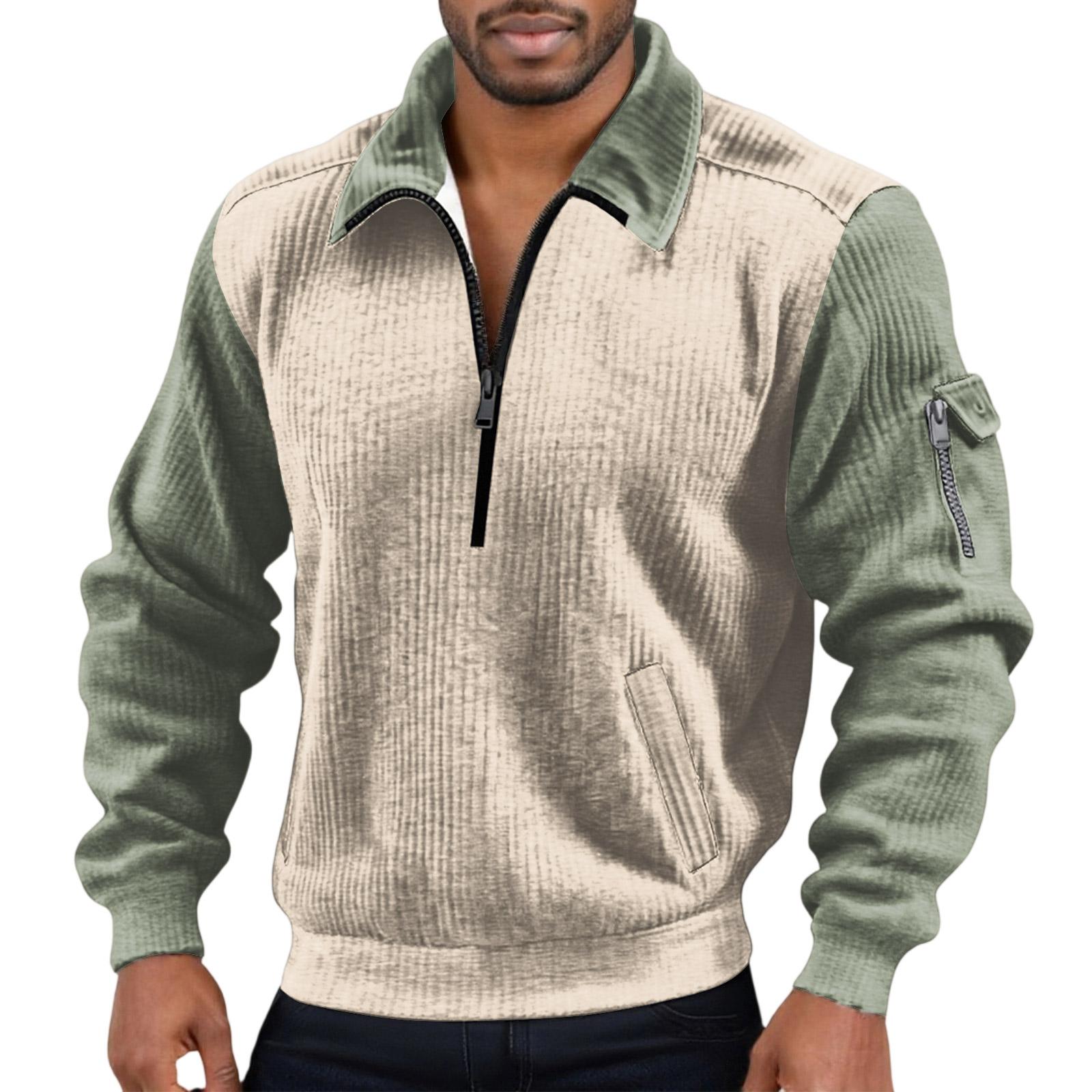 

Чоловіча толстовка з відкладним коміром, довгими рукавами, на половину блискавці та капюшоном XXXL