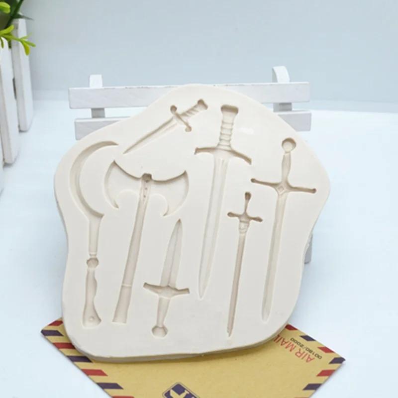 1 Stück Ritter Schwert Kuchen Silikonform Fondant Spitze Geburtstag Dekoration Werkzeuge Schokolade Gumpaste