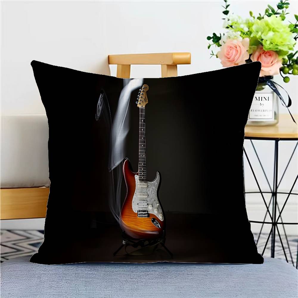 Funda de Cojín para Guitarra Fender Poliéster Cojines de Sofá Mantas Decorativas Funda de Almohada Decoración del Hogar