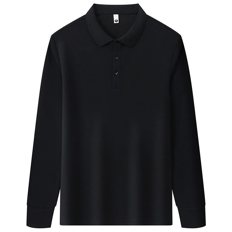 Long-Sleeved Polo Shirt Men'S Summer Loose Lapel T-Shirt Top Fashionable Casual Breathable Versatile Solid Color Polo Shirt