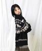 GLACK Gnt071 Kevin Nordic Pattern Knit Zip-Up (Black)