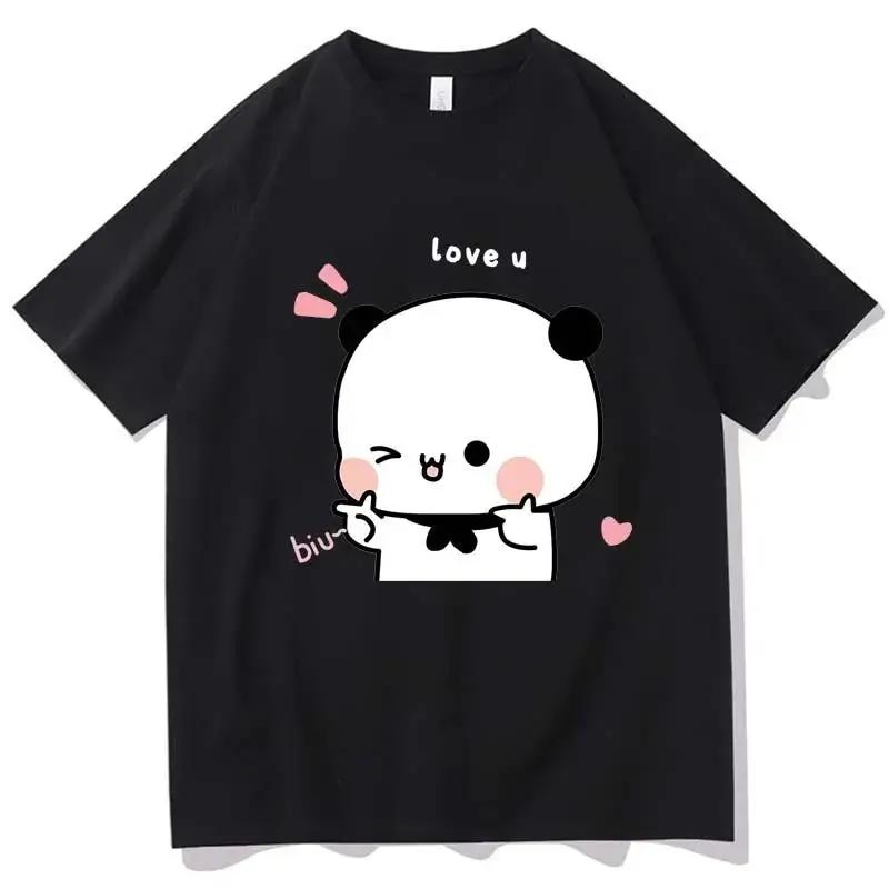 Anime Cartoon Panda Bear Bubu and Dudu T Shirt Kawaii Graphic Printed T Shirt Fashion Crew Neck Plus Size T Shirt Women