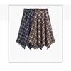 Autumn Retro Plaid Skirt Women High Waist A Line Midi Length Irregular Hem Vintage Fashion