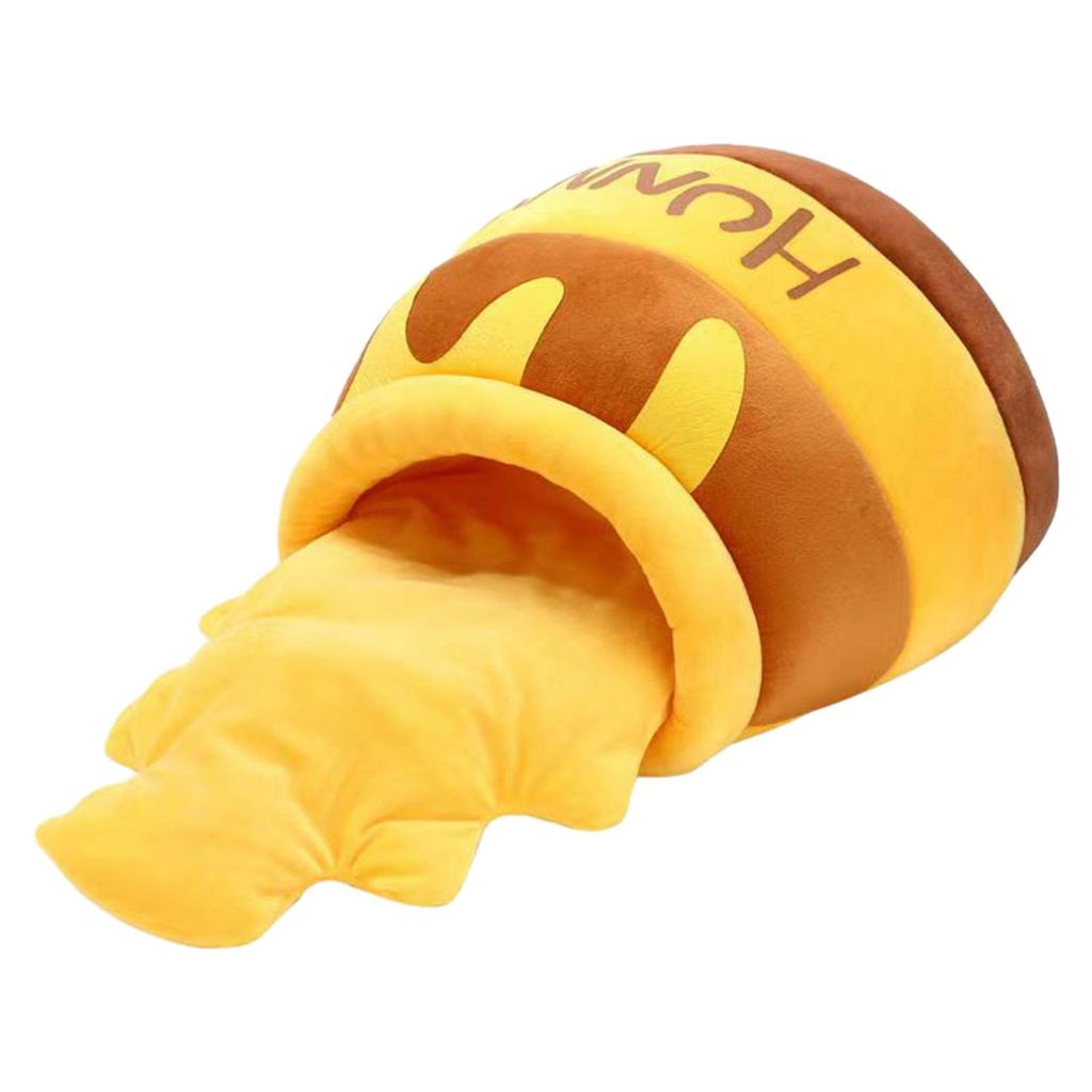 Legowisko dla kota Ciepłe Wygodne Legowisko Gniazdo Zwierzę Domowy Kot Legowisko Miękka Zdejmowana Poduszka Antypoślizgowe Dno Kreskówka Zmywalny Dom Garnek Miodu Jaskinia