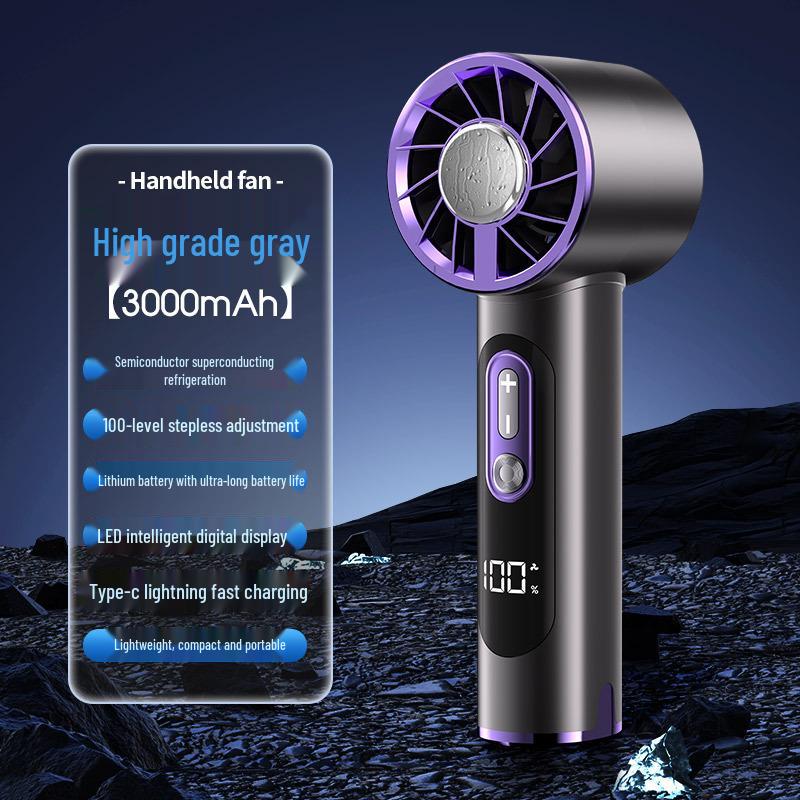 2025 Portable High-Speed Handheld Fan: Smart Digital Display, USB Rechargeable, Mini Size for Outdoor Use
