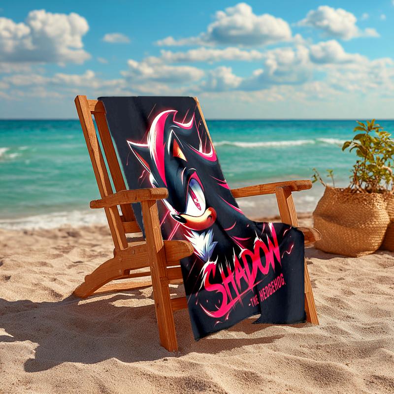 1Pc Shadow Hedgehog Artwork Beach Towel, Quick Dry, Multi-Use for Beach Pool Gym Yoga Home Travel, Christmas, Halloween, Xmas Gift ES92923