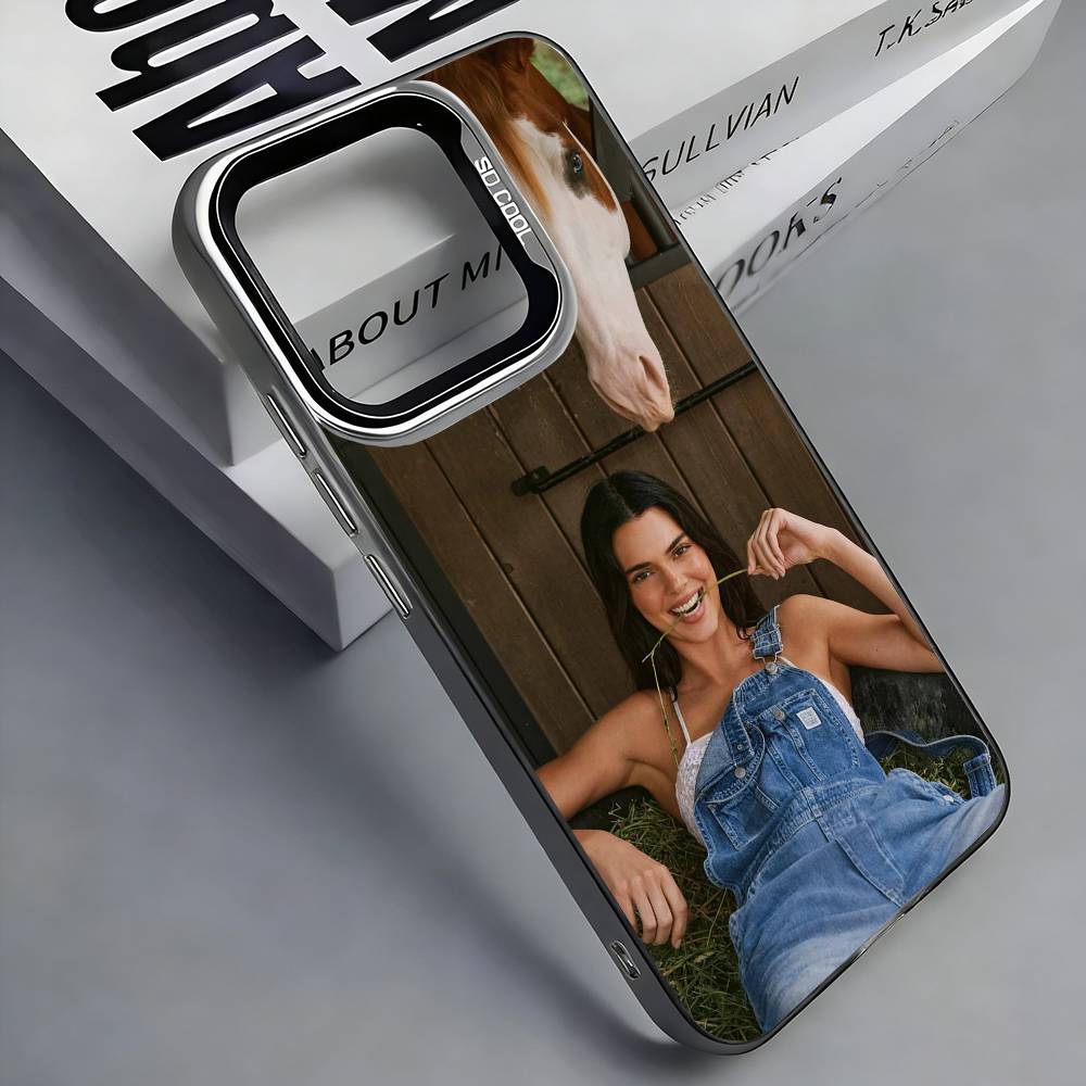 K-Kendall J-Jenner The Supermodel Colorful Silver Back Phone Case For IPhone 17 16 15 14 13 12 11 Plus Pro Max Plus iPhone17air
