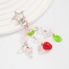 Strawberry Design Beaded Phone Chain Cute Flower Bag Charm Keychain Strap  Coquettish Style