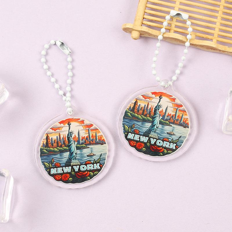 Iconic Landmark Acrylic Keychain Pendant - National Style Architecture Commemorative Souvenir