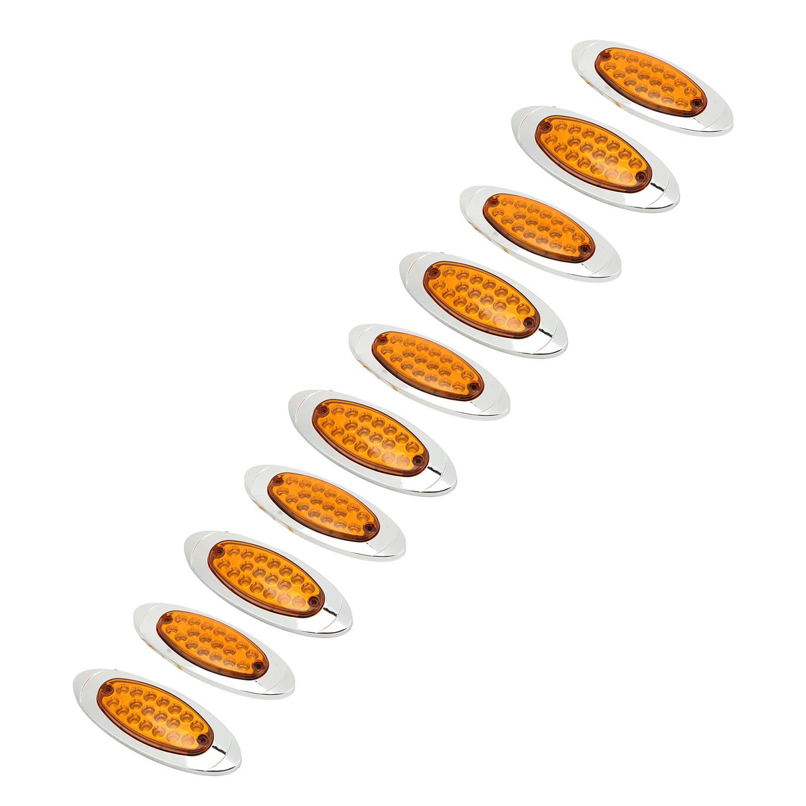 

10pcs 18 LEDs Side Marker Light 12‑24V IP67 Waterproof 1200LM Trailer Turn Signal Lamp for Trucks YachtsYellow