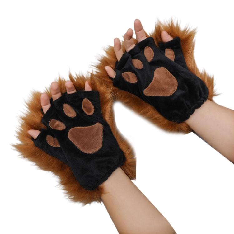 1 Paar Plüsch-Wolfspfoten-Handschuhe Fuchspfoten Kostümzubehör für Halloween