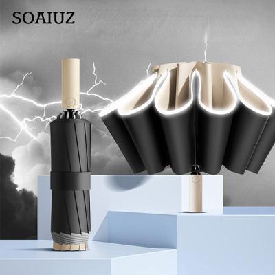 Paraguas plegable totalmente automático, reversible, con protección solar y resistente a la lluvia