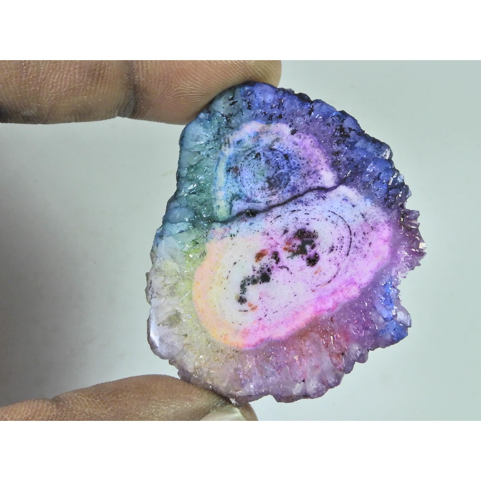 41X48X05MM Enhanced Solar Druzy Agate Fancy Cabochon Loose Gemstone 76Cts. B-352
