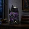 Unique Holiday Souvenir Gift Gothic Resin Glitter Village Decoration, Halloween Haunted House Figurine with Purple Collectible Tabletop Decor Windows,