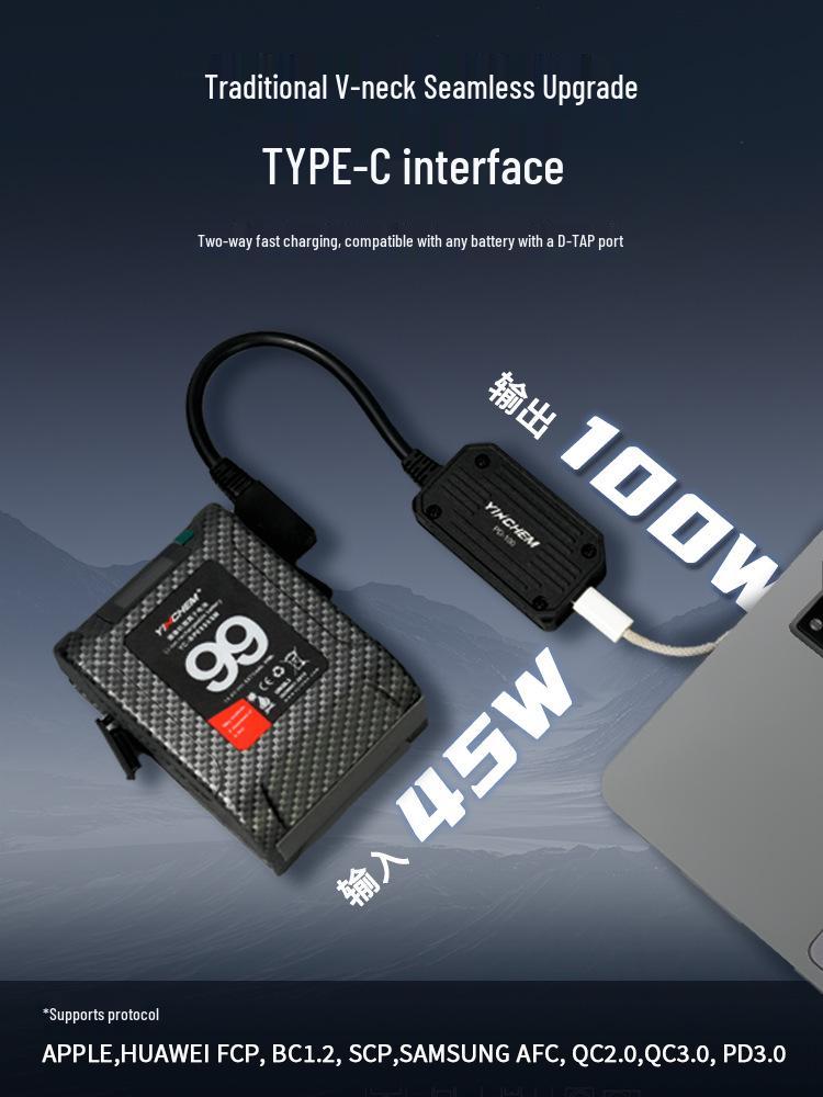Yingchen PD-100 Bi-directional V-mount Fast Charger: D-Tap To USB-C Adapter