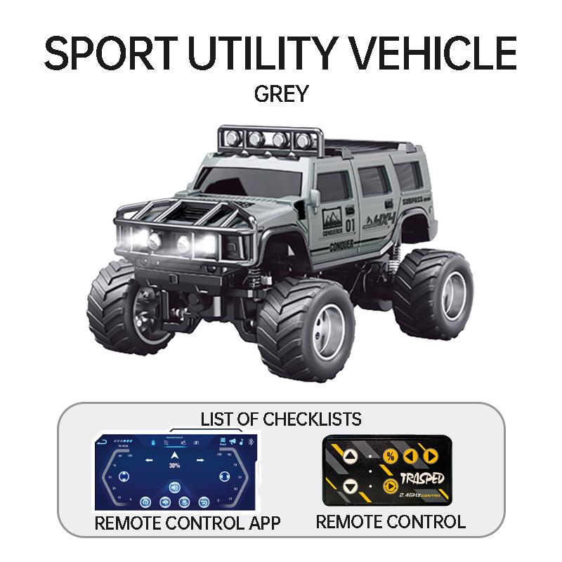 1: 64 RC Mini 2.4G Climbing Off Road Vehicle Simulation RC Car with APP Adjustable Speed Lighting Shock Absorber Boy Toy Gift