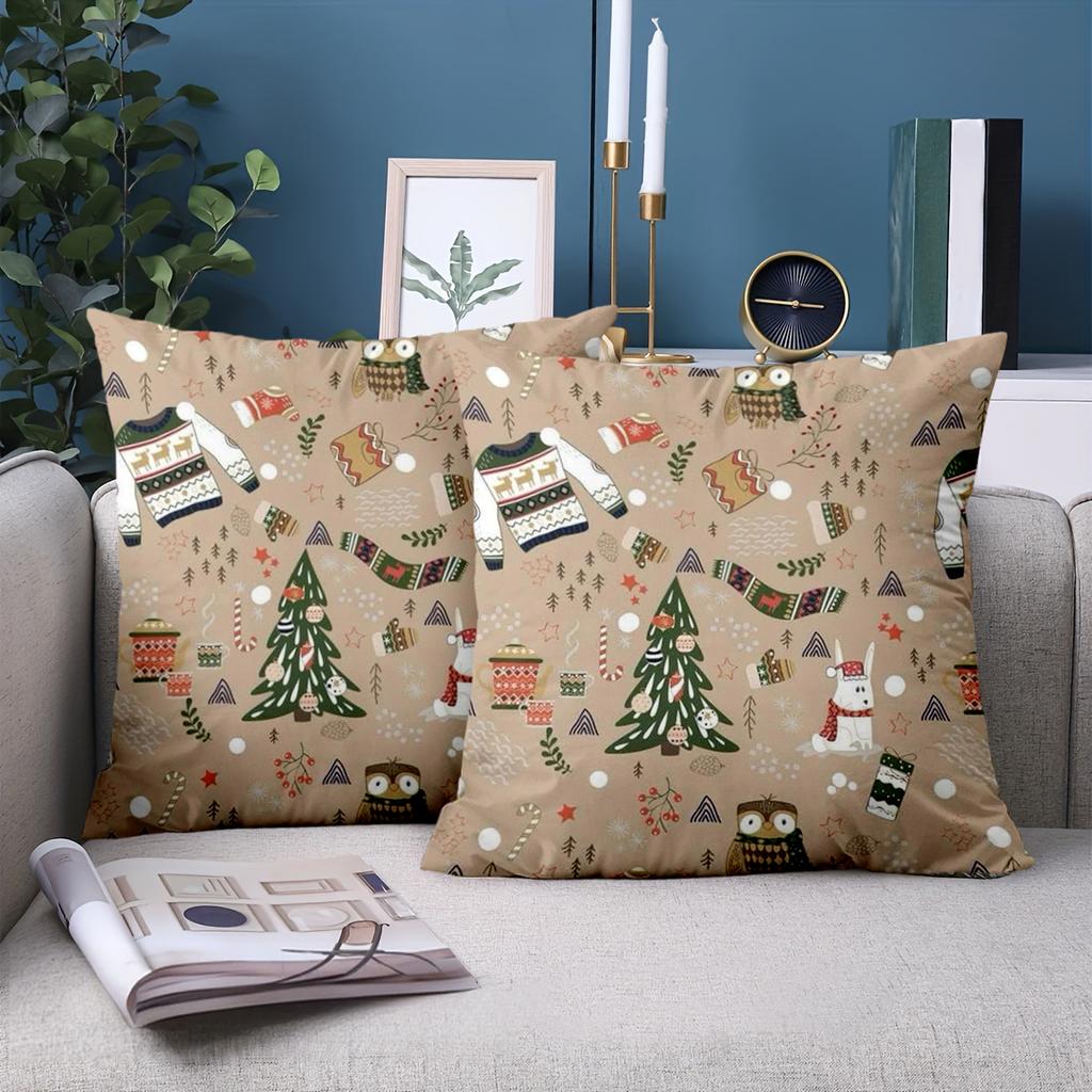 1 Pieces Christmas Pattern Decorative Throw Pillow Cushions Polyester pillowcase, sofa decorative cushion cov Headboard Pillow