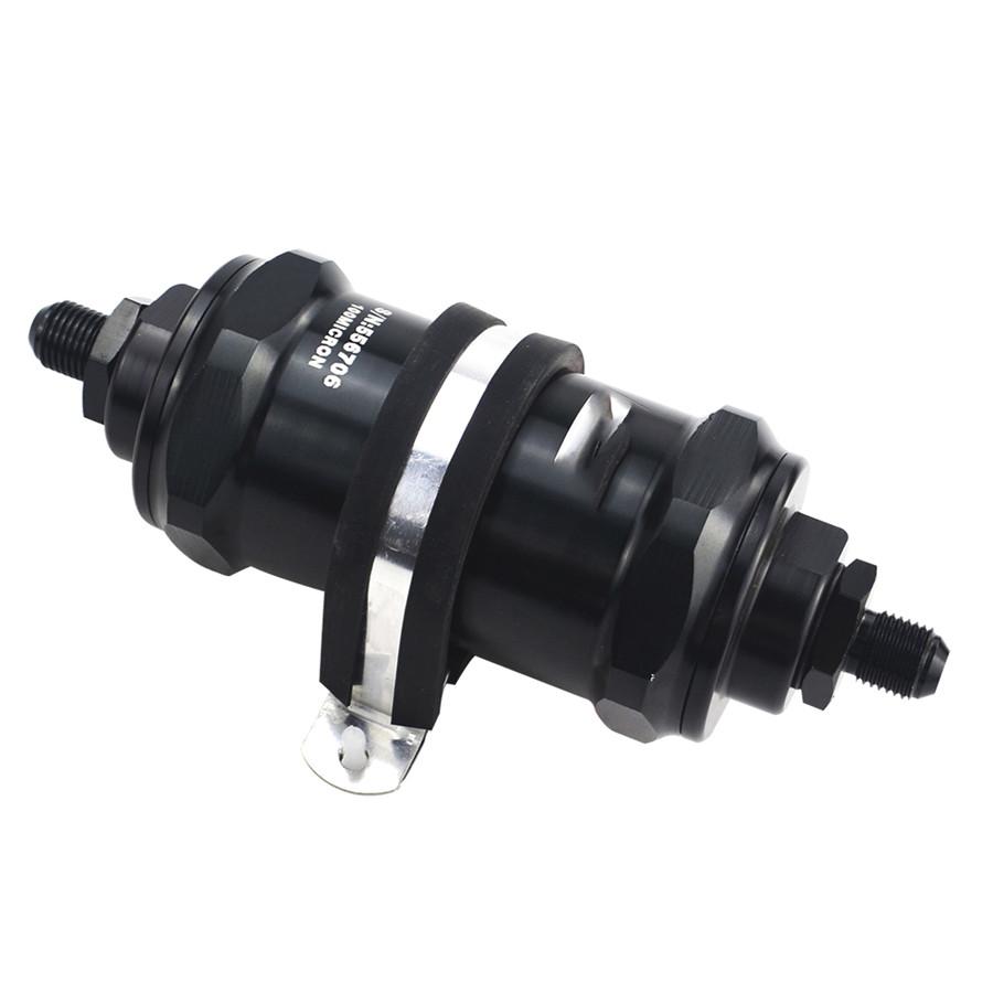 Car Aluminum Inline Fuel Filter E85 Ethanol with 100 Micron Inlet -6 AN / Outlet