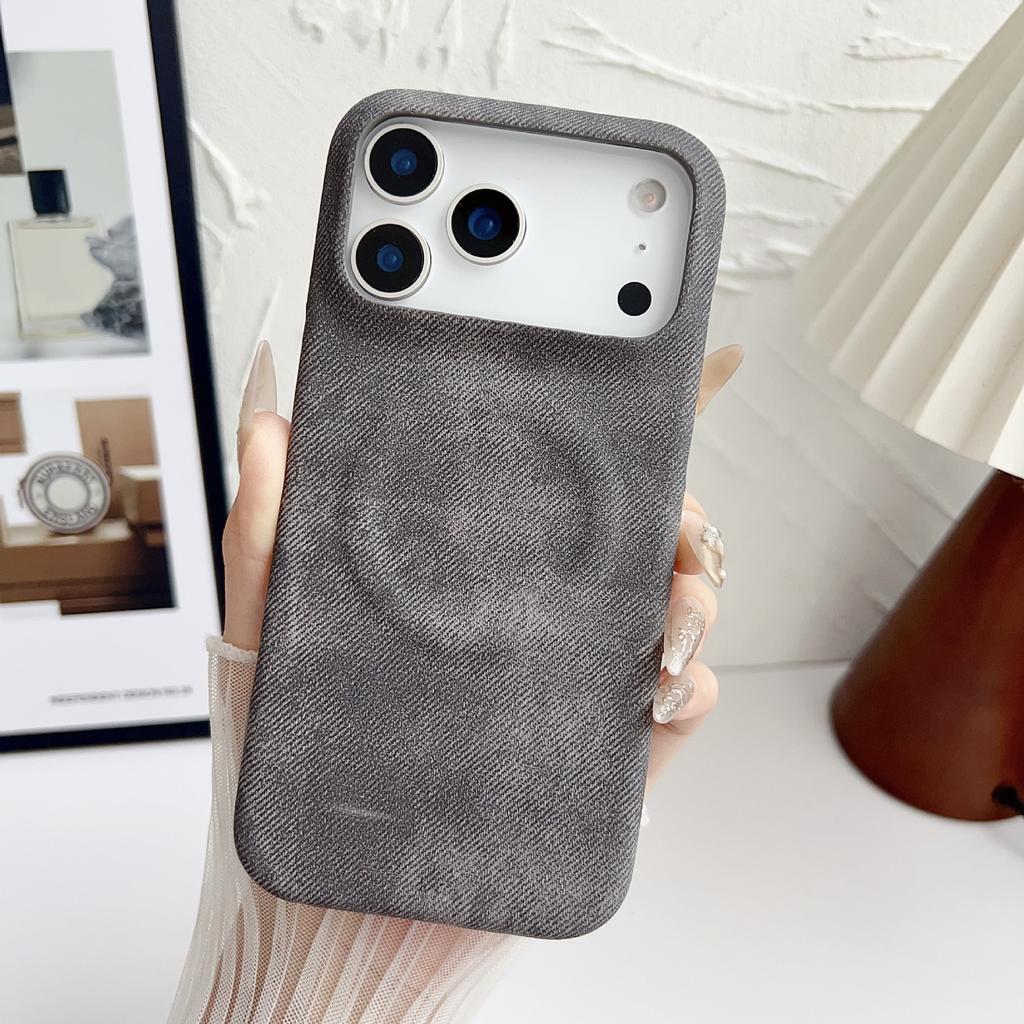 Applicable to iPhone17ProMax denim pattern magnetic mobile phone case skin feeling Apple 16Pro anti-drop 15 protective case