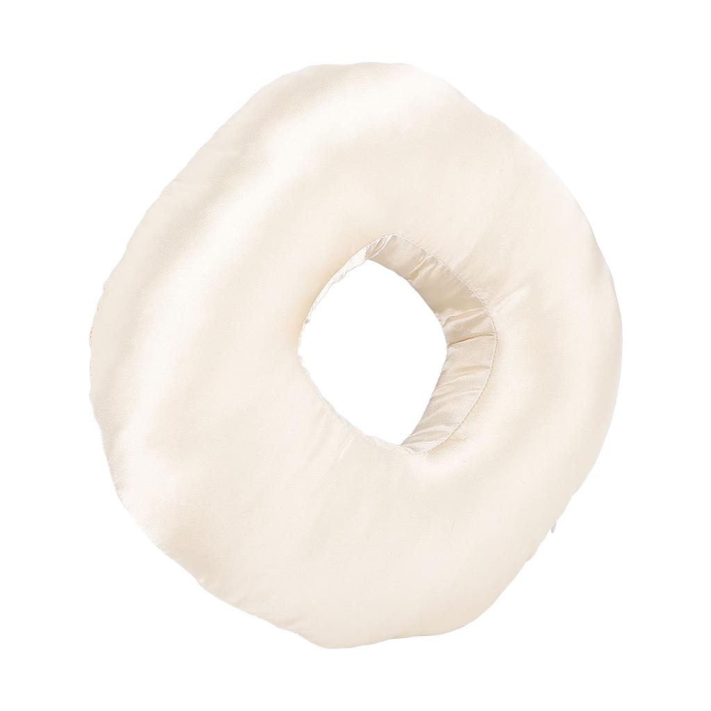 Silky Satin Ear Pillow Donut Pillow Ear Guard Pillow with Ear Hole for Side Sleepers with Earplug and Headphone