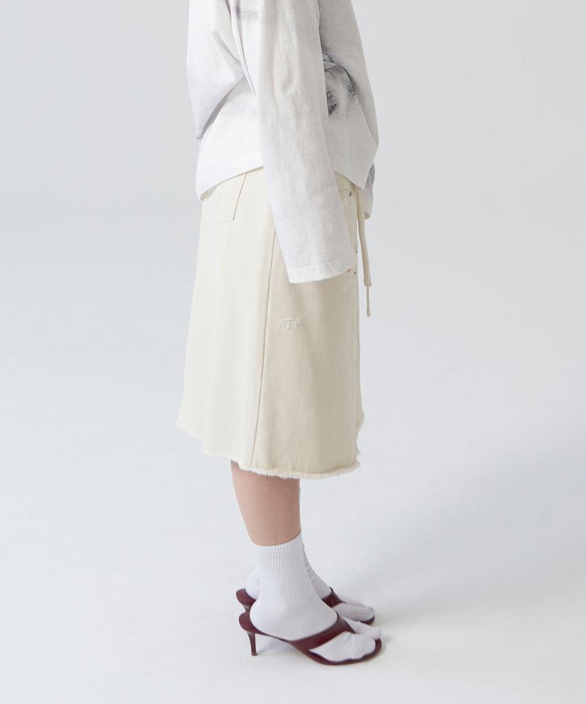 Gyeong Double Knee Skirt_Ivory