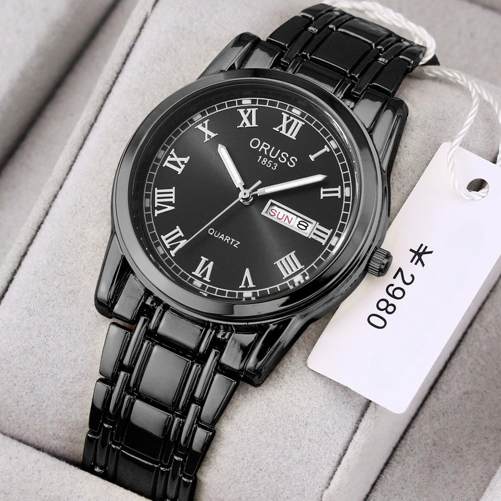 Relógio de quartzo comum automático com ponteiro redondo masculino à prova d'água relógio de calendário duplo