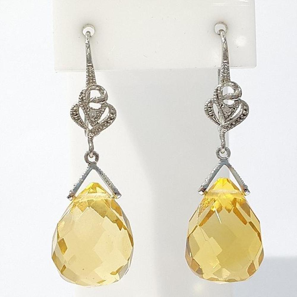 

[Bluek] Crystal Citrine Synthetic Stone Earrings 220910-16 (S9029317)