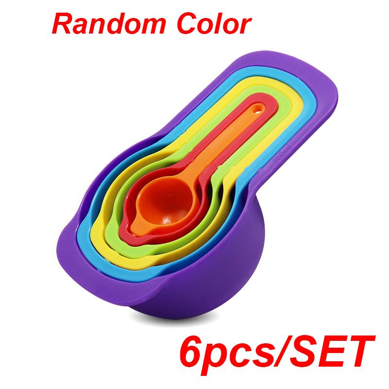 

NEW 6pcs/set Kitchen Measuring Spoons Measuring Cups Cooking Baking Tools Colorful Plastic Sugar Measure Spoon Sell with Cheap