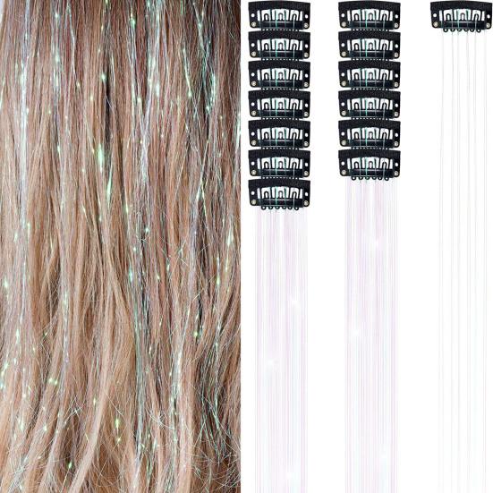 Yousheng 6Pcs Tinsel Hair Clips Easy To Install Remove Chic Look Anywhere Multicolor High Temperature Fiber Tinsel Hair
