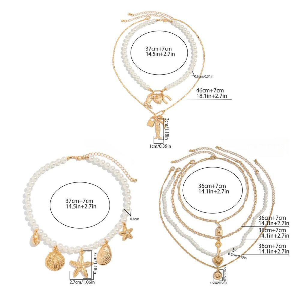 Multi-layer Pearl Beaded Necklace Exquisite Beach Style Necklace Pearl Shell Necklace  Women