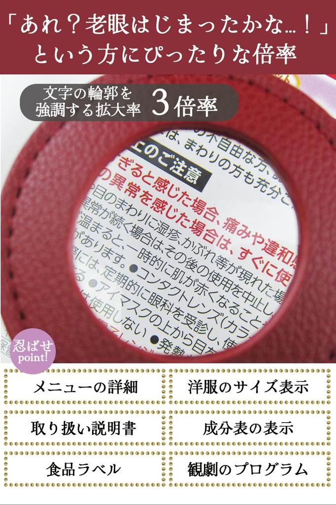 PhoenixLoupe Hidden Magnifying Glass with Keychain and Reel Cord for Reading Stylish Gift for Charm Magnifying Glass [3x Magnification] Eyes, Women,