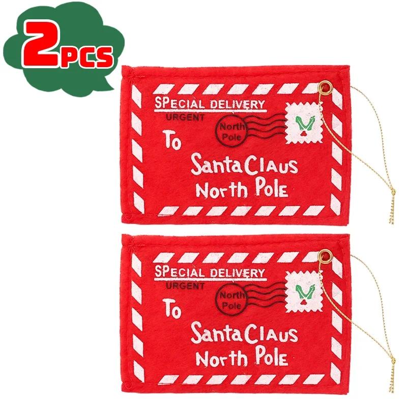 

Christmas Santa Claus Letter Red Felt Letters Embroidered Envelopes Kids Candy Gift Bags Xmas Tree Ornament New Year Party Decor