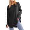 Tops Women’s Solid Color Loose Round Neck Long Sleeve Thumb T-shirt Top Women